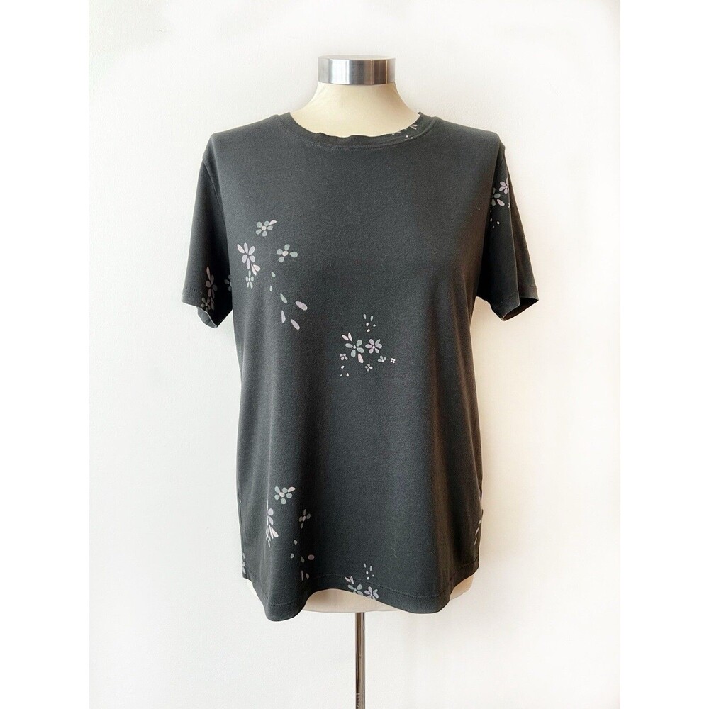 Splendid T-shirt Grey Pink Floral Soft Stretch Short Sleeve Women’s Size Medium